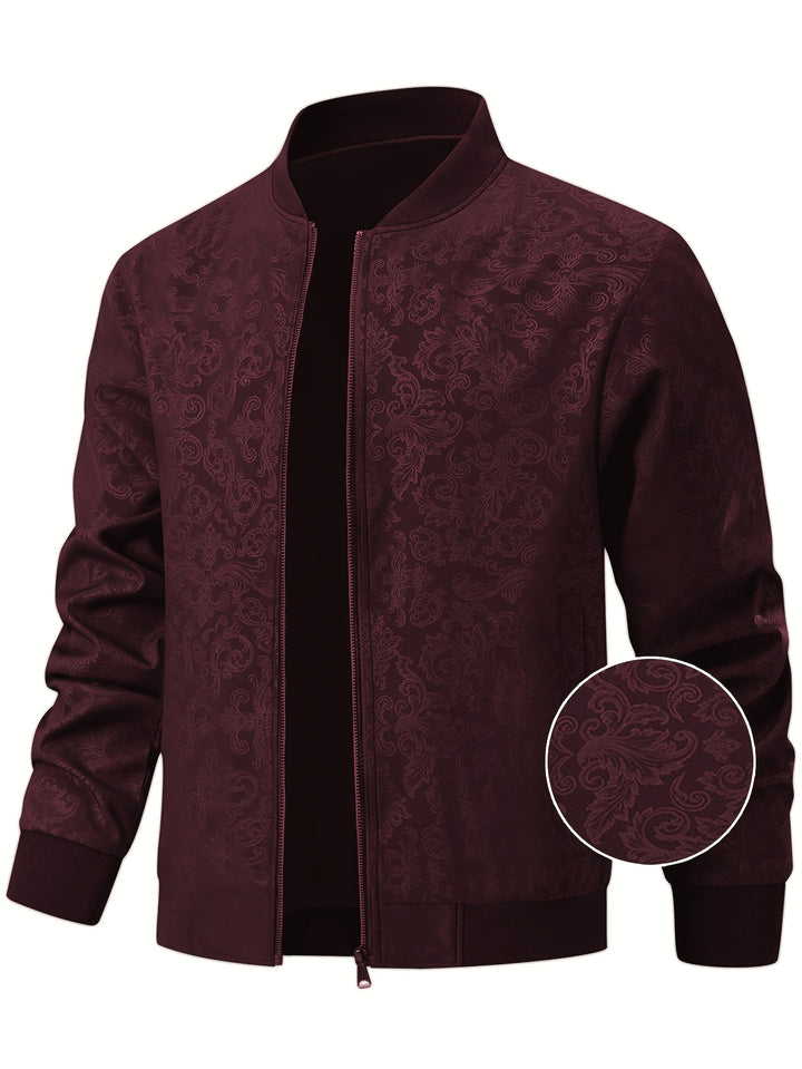 Textured Floral Bomber Jacket