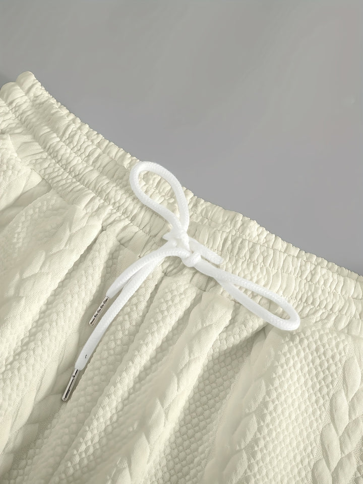 Textured Cable Knit T-Shirt and Shorts Set