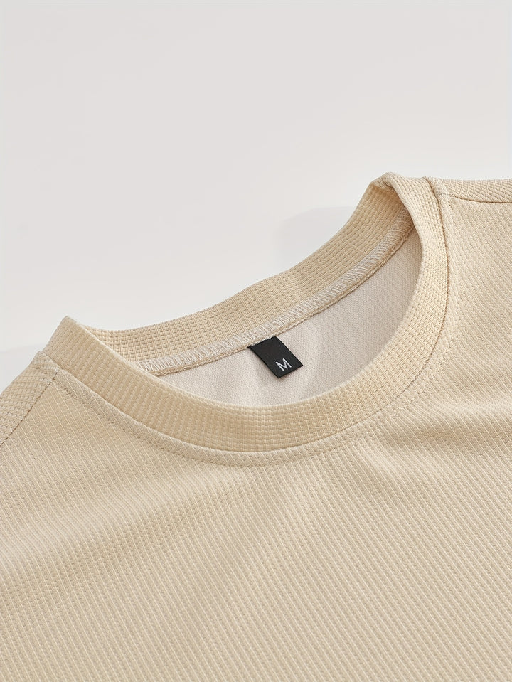 Textured Minimalist T-Shirt and Shorts Set