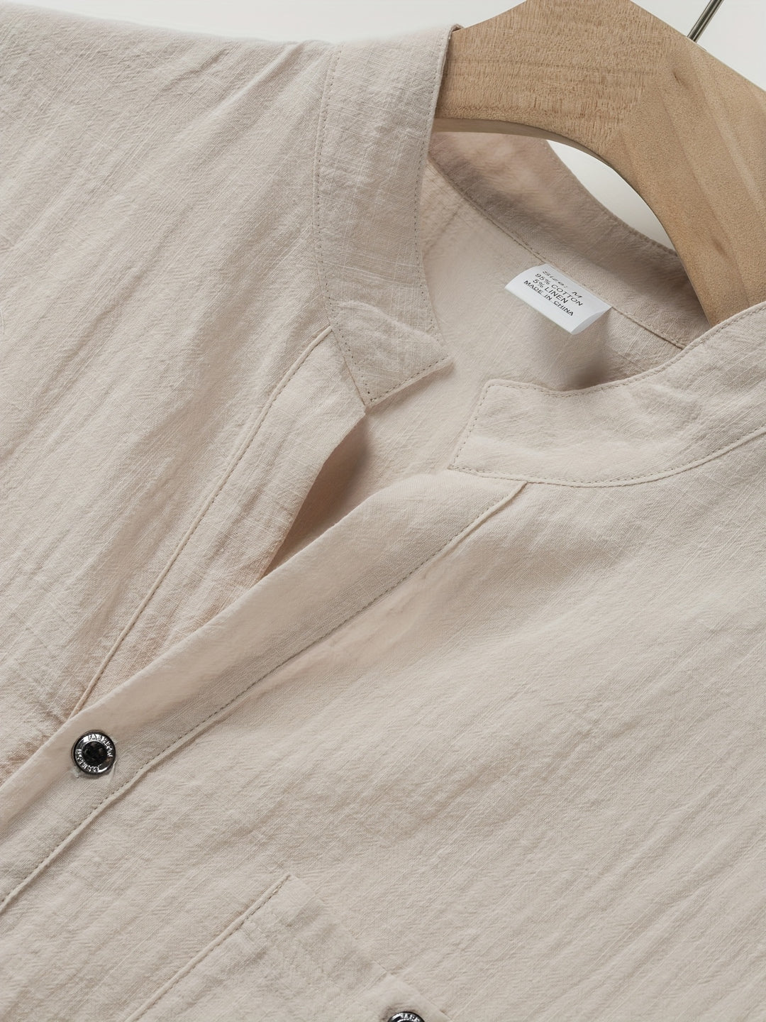 Textured Short Sleeve Henley Shirt