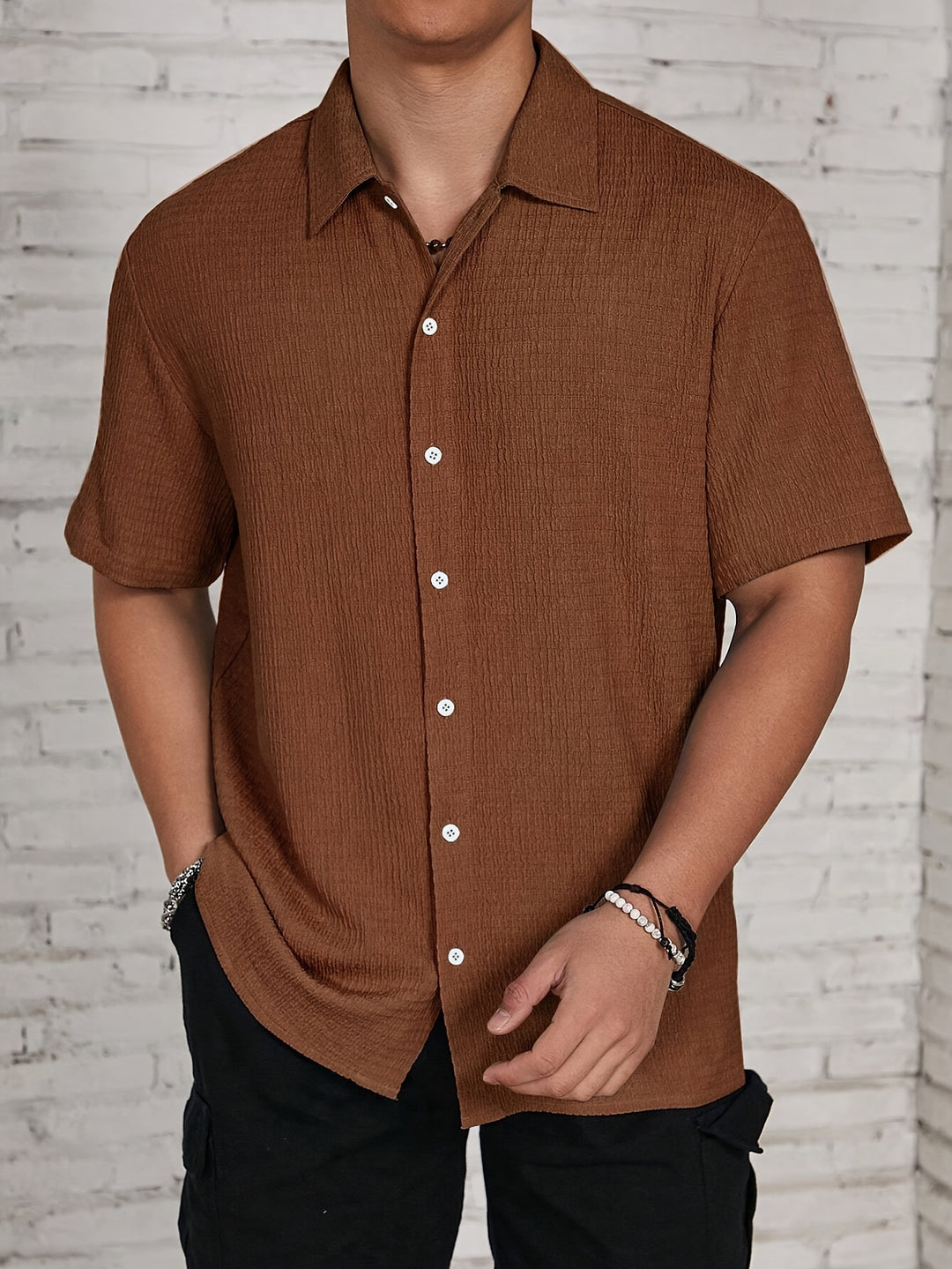 Textured Button-Up Shirt