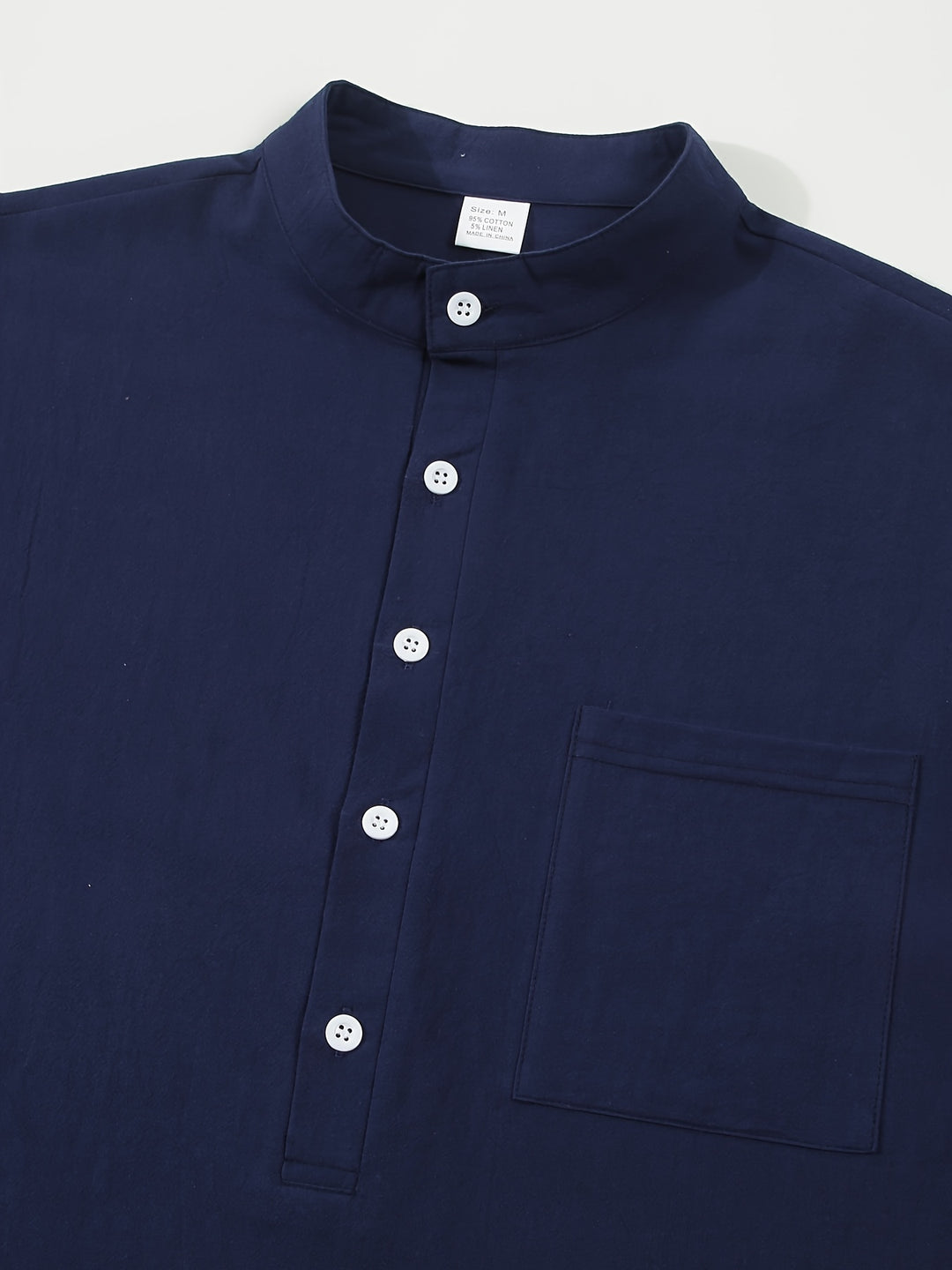 Textured Long Sleeve Henley Shirt