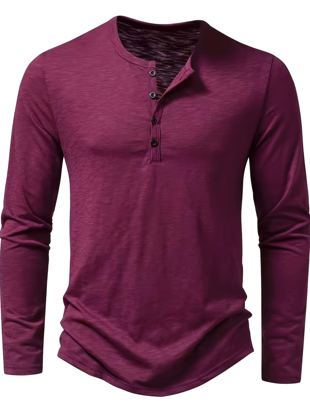 Textured Long Sleeve Henley Shirt