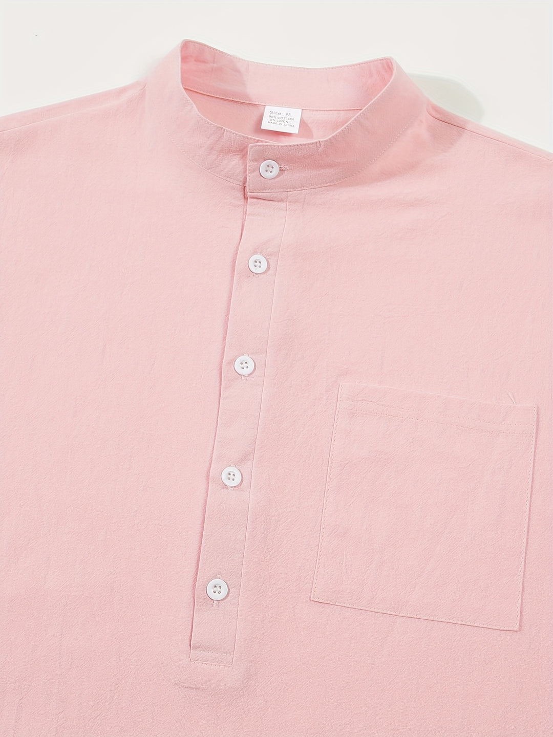 Textured Long Sleeve Henley Shirt