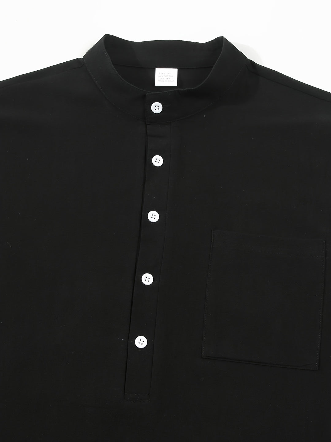 Textured Long Sleeve Henley Shirt