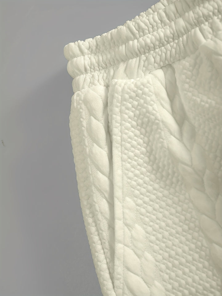 Textured Cable Knit T-Shirt and Shorts Set