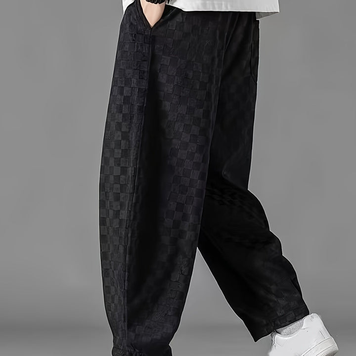 Checkered Loose-Fit Pants