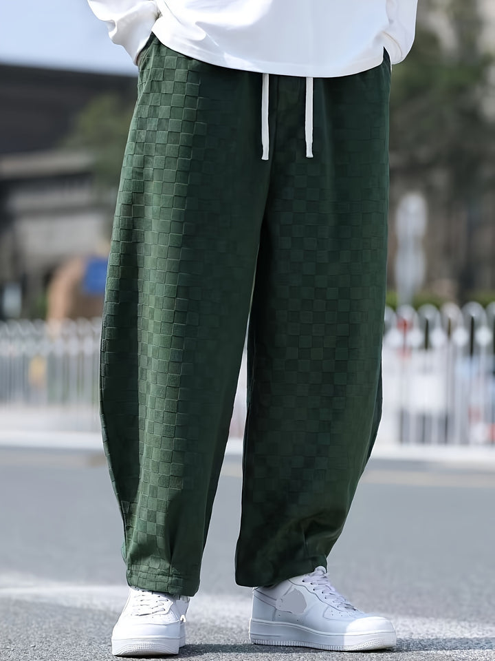 Checkered Loose-Fit Pants