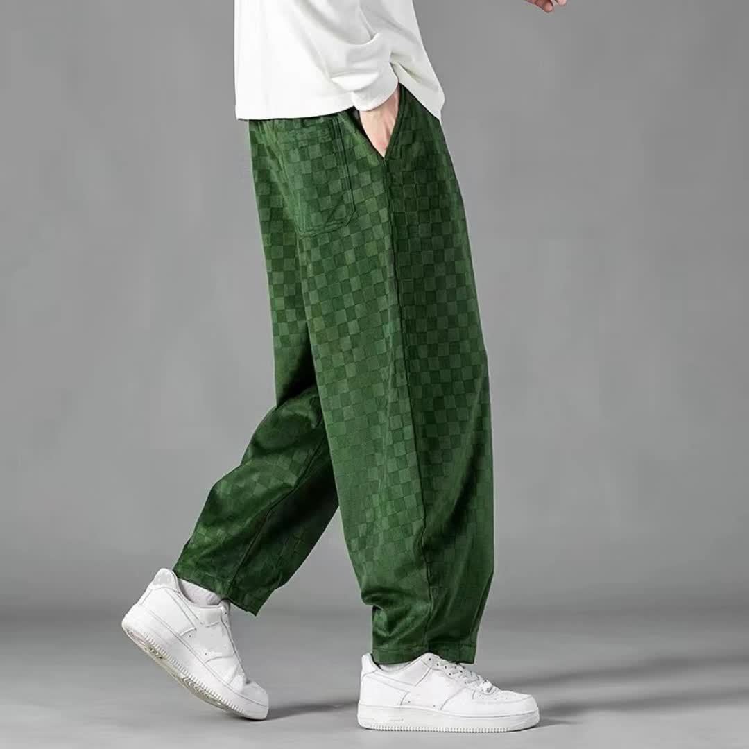 Checkered Loose-Fit Pants