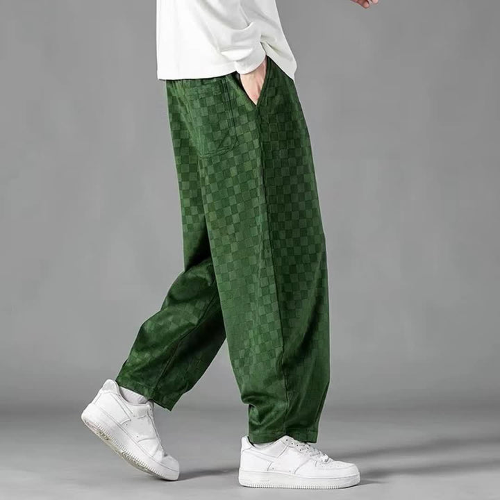Checkered Loose-Fit Pants