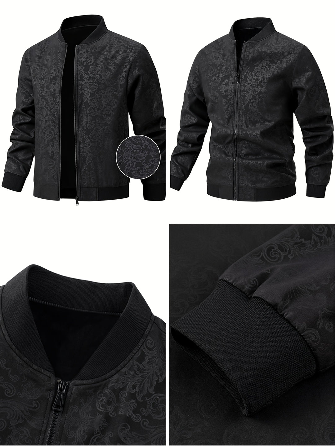 Textured Floral Bomber Jacket