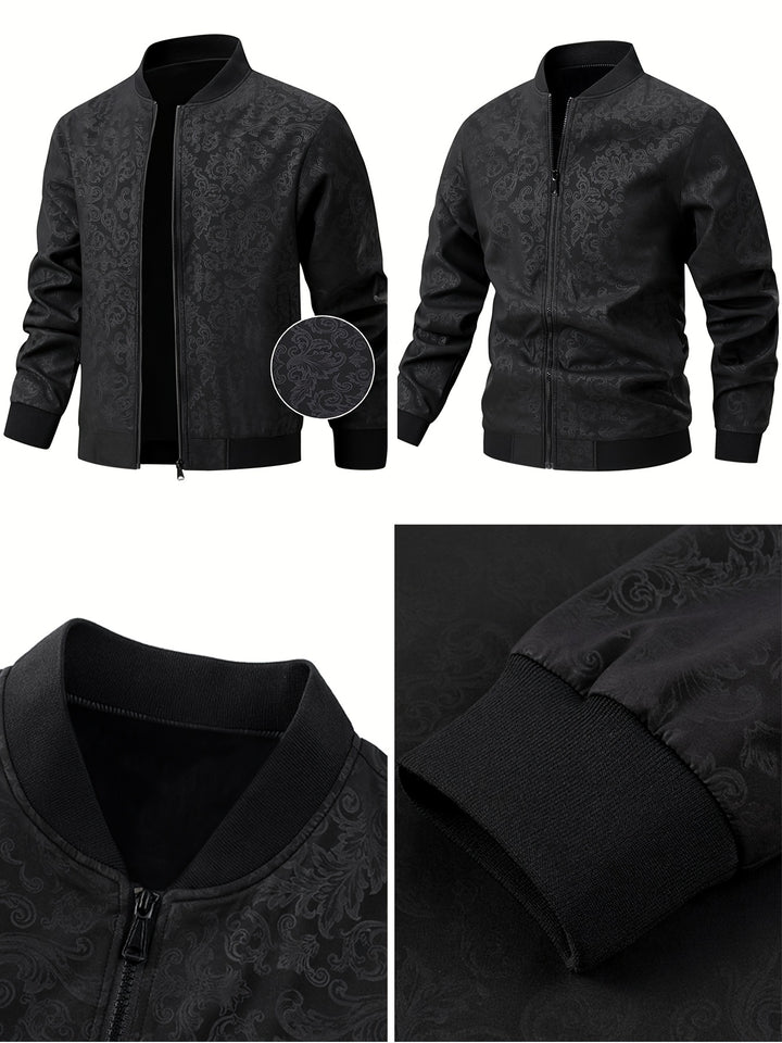 Textured Floral Bomber Jacket