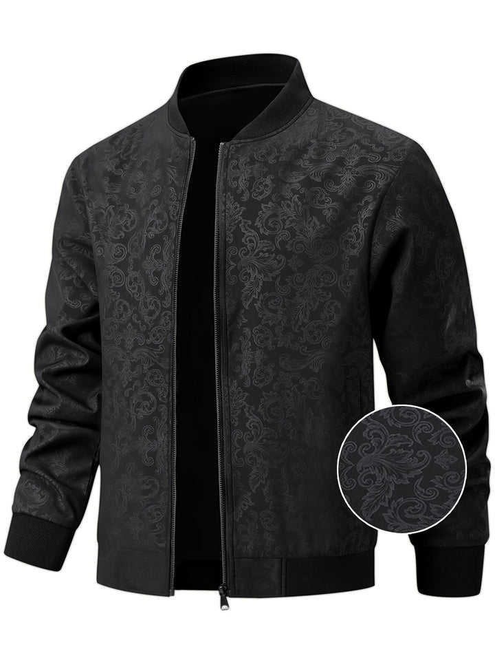 Textured Floral Bomber Jacket