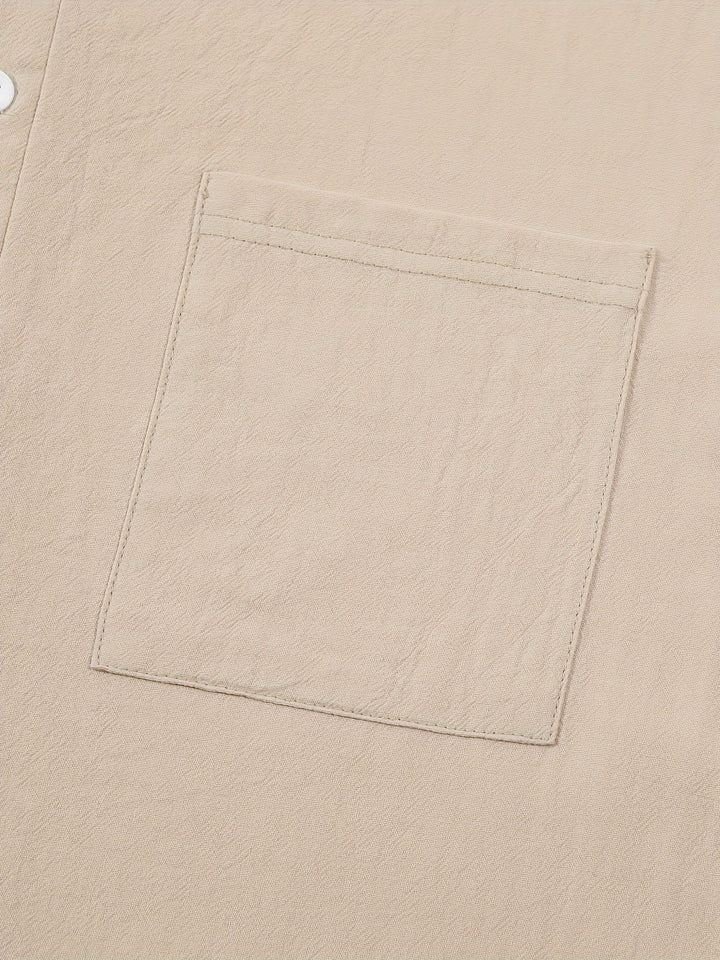 Textured Long Sleeve Henley Shirt