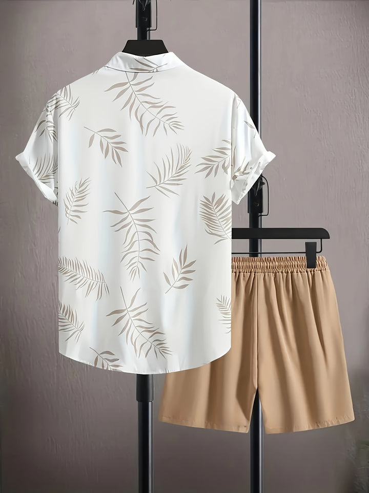 Tropical Printed Short Sleeve Shirt and Shorts Set